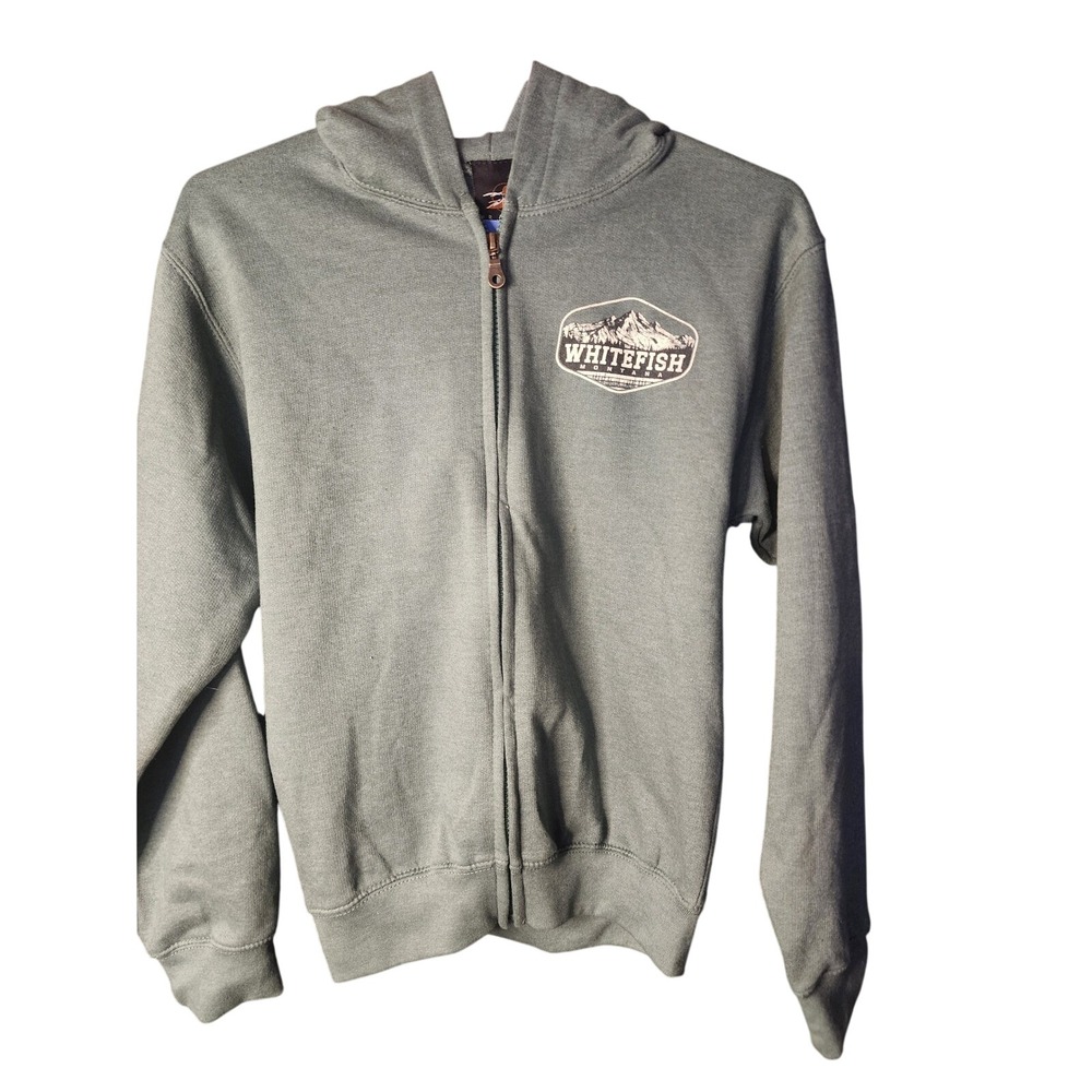 Prairie Mountain Youth Large Green Whitefish Montana Full Zip Hoodie NWT 14/16